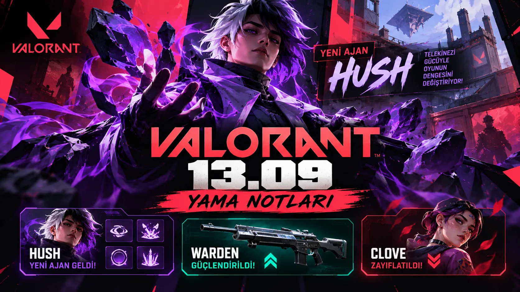 VALORANT 13.09 Yama Notları Açıklandı! Yeni Ajan Hush Geldi, Warden Güçlendirildi