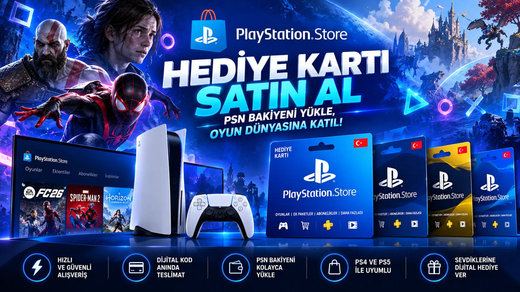 PlayStation Store Hediye Kartı Satın Al – PSN Bakiye Yükleme