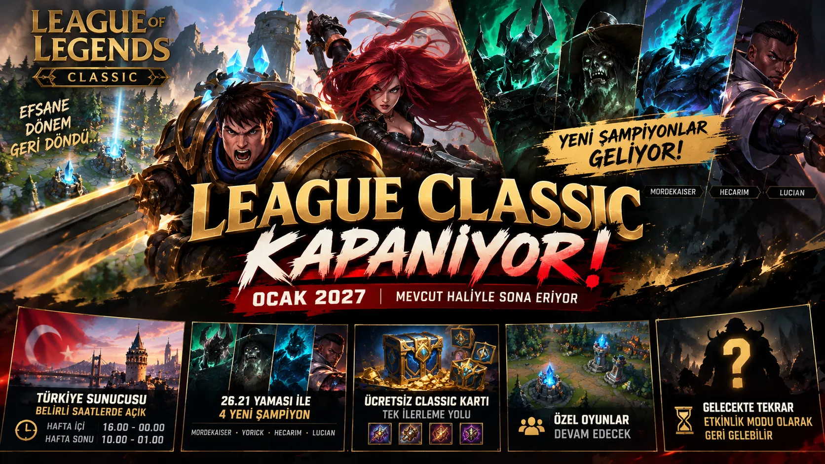 League Classic Kapanıyor! Riot Games Tarihi Açıkladı, Türkiye Sunucusuna Saat Sınırı Geliyor