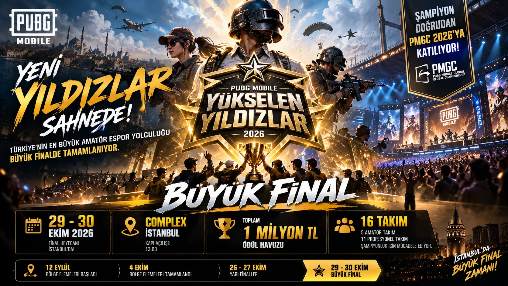 PUBG Mobile Yükselen Yıldızlar Büyük Finali Başlıyor! 1 Milyon TL Ödül ve PMGC Bileti