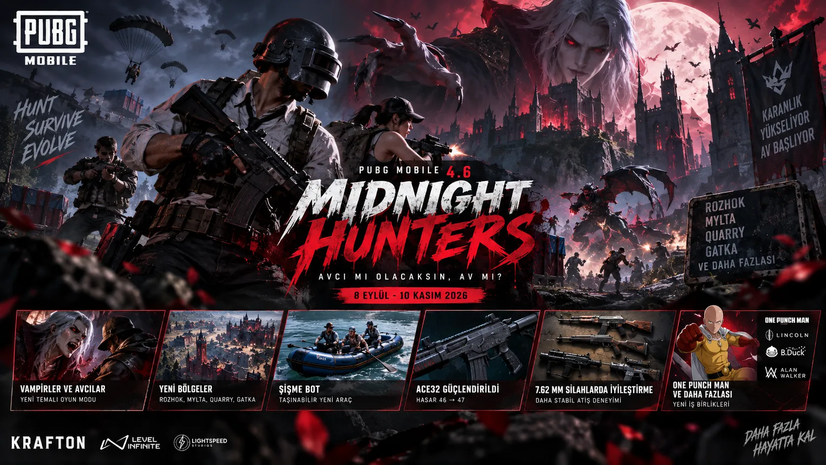 PUBG Mobile 4.6 Midnight Hunters Yayında: Vampirler Savaş Alanını Ele Geçirdi