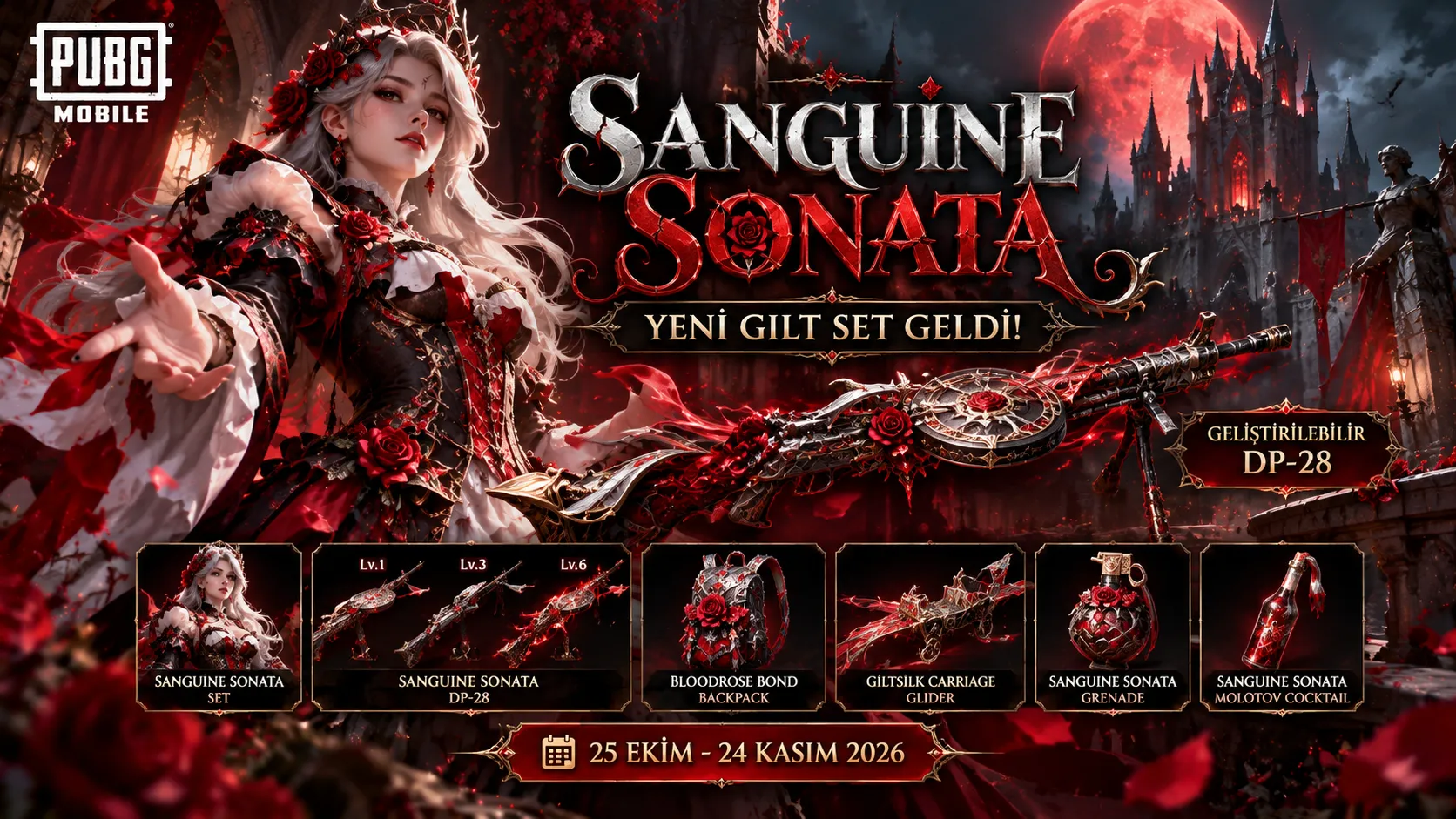PUBG Mobile Sanguine Sonata Seti Geldi! Yeni DP-28 Kaplaması ve Ödüller